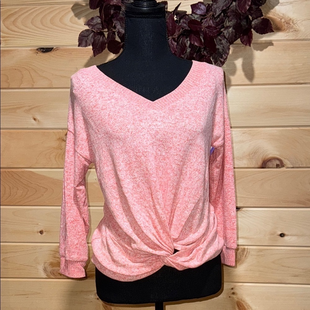 Poof New York Coral Twist Front Sweater Small